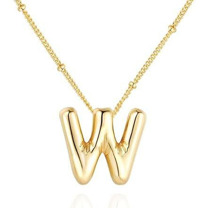 Letter Necklace Balloon Initial Necklaces for Women Girls Dainty Alphabet Pendant   Puffy Name Personalized Jewelry Gift Fashion Personality Jewelry For Girls Plated Gold Bubble Letter Necklace