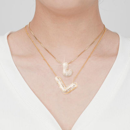 2 Pack Initial Necklace for Women & Girls, 14K Gold Plated Balloon Letter Pendant Necklace, Christmas Jewelry Gifts for Women Girls