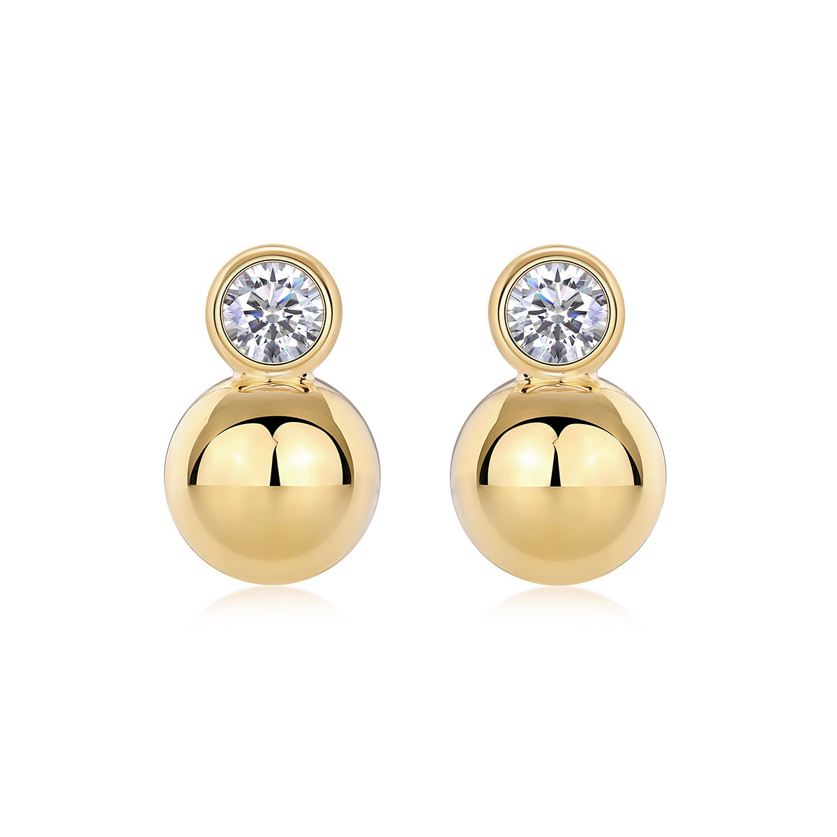 S925 Moissanite Stud Earrings Fashion Gold Plated High-End Sense