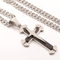 Cross Pendant Necklace for Men Women Stainless Steel Curb Cuban Link Chain Black Gold Color Silver Color Gift Jewelry