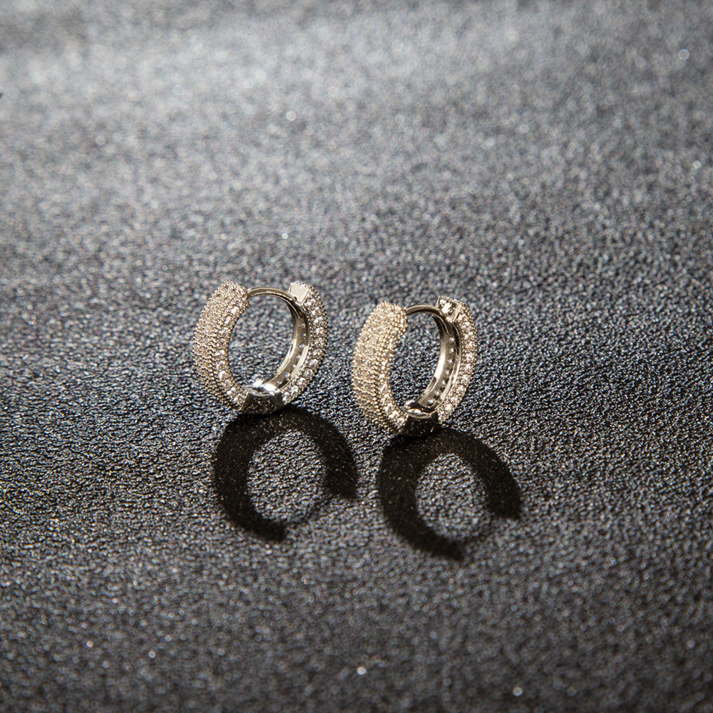 Hip Hop Stud Earrings Hoop Earrings Micro Paved Full Diamond Zircon Stud Earrings Unisex Hip Hop Jewelry Accessories