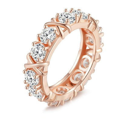 3 Colors Moissanite Synthetic Ring Eternity Band  X Cross Colorful Ring 18K Gold Plated Hypoallergenic D Color VVS1 Clarity Environmental Black Friday 2024 Deals for Christmas Men Women Birthday Gift Hiphop Engagement  Wedding Environmental R026 A0 T0