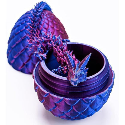 3D Printed Dragon Eggs with Dragon Inside, Articulated Crystal Dragon in Egg, Executive Dragon Fidget Desk Toys for Gifts, Home Office Decor (Purple)