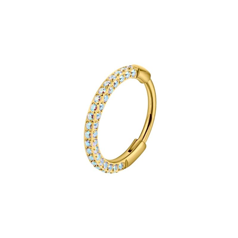 Titanium Triple Sided Micro Gem Hinged Nose Hoop Beauty Mark Jewelry