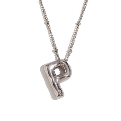 Letter Necklace Balloon Initial Necklaces for Women Girls Dainty Alphabet Pendant   Puffy Name Personalized Jewelry Gift Fashion Personality Jewelry For Girls Plated Gold Bubble Letter Necklace