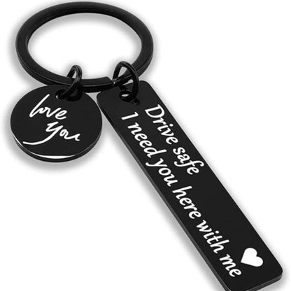 Drive Safe Keychain for Boyfriend - 26-Letter Personalized Keychain - Perfect Gift for Birthday, Christmas, Valentines Day - Various Patterns Includes Spanish styles