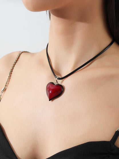 Women's Heart Decor Pendant Necklace for Women & Girls, Y2k Fashion Jewelry for Party, Daily Clothing Decor, Trendy All-match & Exquisite Jewelry for Birthday Gift, Mall Goth