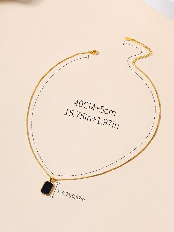 Women's Square Design Pendant Necklace, Casual Alloy Jewelry for Women, Daily Clothing Decor for Girl