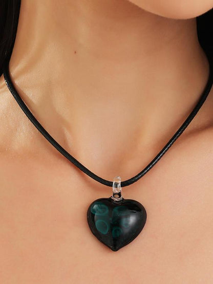 Women's Heart Decor Pendant Necklace for Women & Girls, Y2k Fashion Jewelry for Party, Daily Clothing Decor, Trendy All-match & Exquisite Jewelry for Birthday Gift, Mall Goth