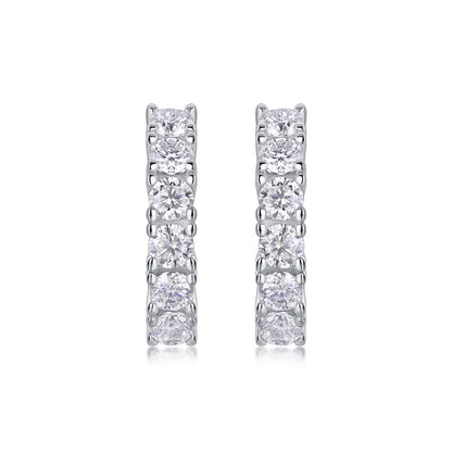 S925 Temperament Classic Style Earrings Niche High Sense Heavy Industry Inlaid Moissanite