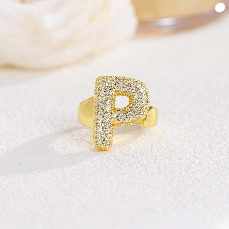New 26 English letter rings fashionable chubby balloon letter rings with adjustable opening for women