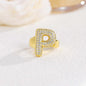 New 26 English letter rings fashionable chubby balloon letter rings with adjustable opening for women
