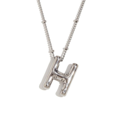 Letter Necklace Balloon Initial Necklaces for Women Girls Dainty Alphabet Pendant   Puffy Name Personalized Jewelry Gift Fashion Personality Jewelry For Girls Plated Gold Bubble Letter Necklace