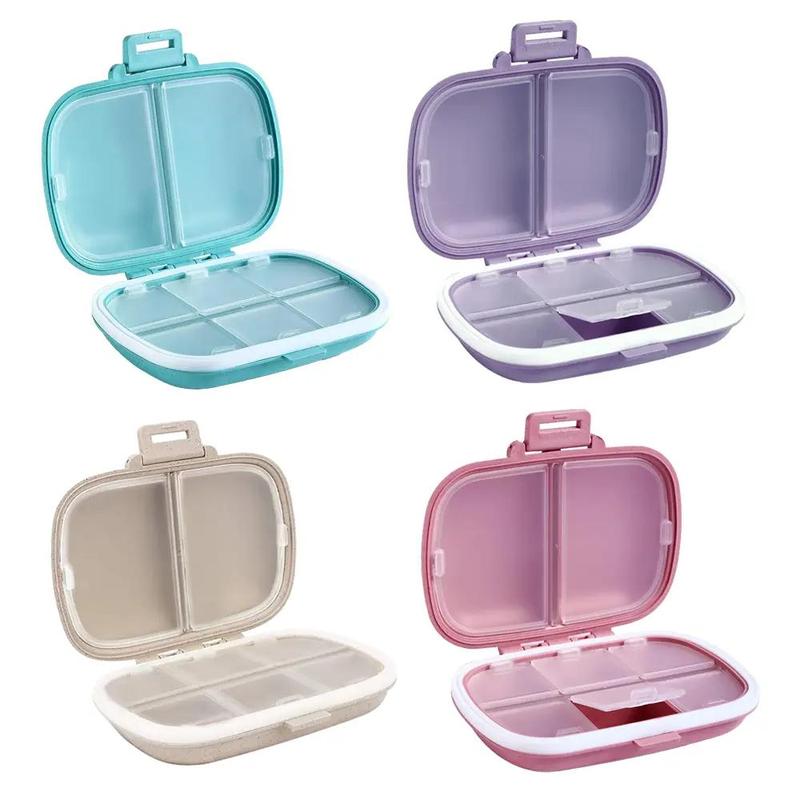 8-compartments Pill Organizer, 1 Count Mini Portable Pill Case, Dustproof Pocket Medicine Storage Box, Home Organizer for Daily Travel