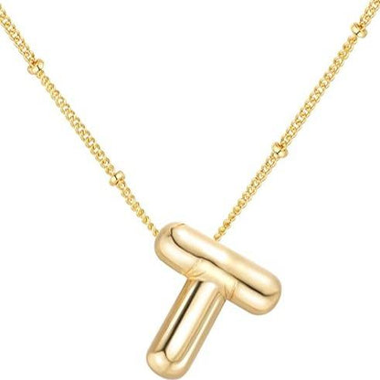 Letter Necklace Balloon Initial Necklaces for Women Girls Dainty Alphabet Pendant   Puffy Name Personalized Jewelry Gift Fashion Personality Jewelry For Girls Plated Gold Bubble Letter Necklace