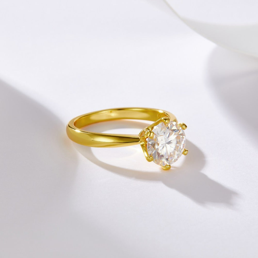 S925 Silver Six-Claw Ring for Women Light Luxury Moissanite Ring