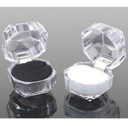 Flip Transparent Crystal Box Small Octagonal Rings Ear Studs Packing Box Acrylic Jewelry Accessories Jewellery Storage Box