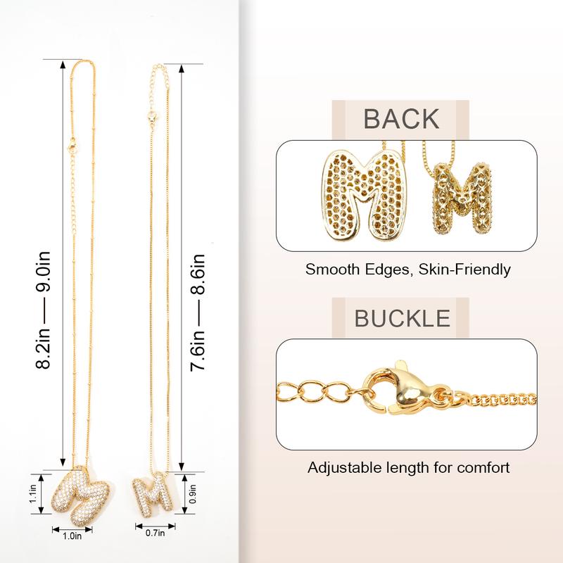2 Pack Initial Necklace for Women & Girls, 14K Gold Plated Balloon Letter Pendant Necklace, Christmas Jewelry Gifts for Women Girls