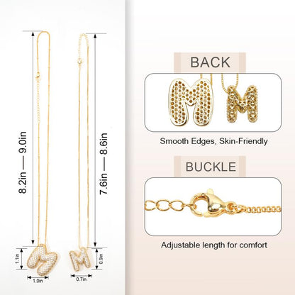 2 Pack Initial Necklace for Women & Girls, 14K Gold Plated Balloon Letter Pendant Necklace, Christmas Jewelry Gifts for Women Girls