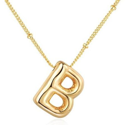 Letter Necklace Balloon Initial Necklaces for Women Girls Dainty Alphabet Pendant   Puffy Name Personalized Jewelry Gift Fashion Personality Jewelry For Girls Plated Gold Bubble Letter Necklace