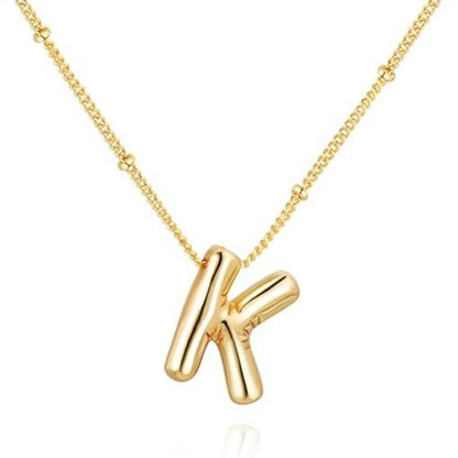 Letter Necklace Balloon Initial Necklaces for Women Girls Dainty Alphabet Pendant   Puffy Name Personalized Jewelry Gift Fashion Personality Jewelry For Girls Plated Gold Bubble Letter Necklace