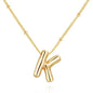 Letter Necklace Balloon Initial Necklaces for Women Girls Dainty Alphabet Pendant   Puffy Name Personalized Jewelry Gift Fashion Personality Jewelry For Girls Plated Gold Bubble Letter Necklace