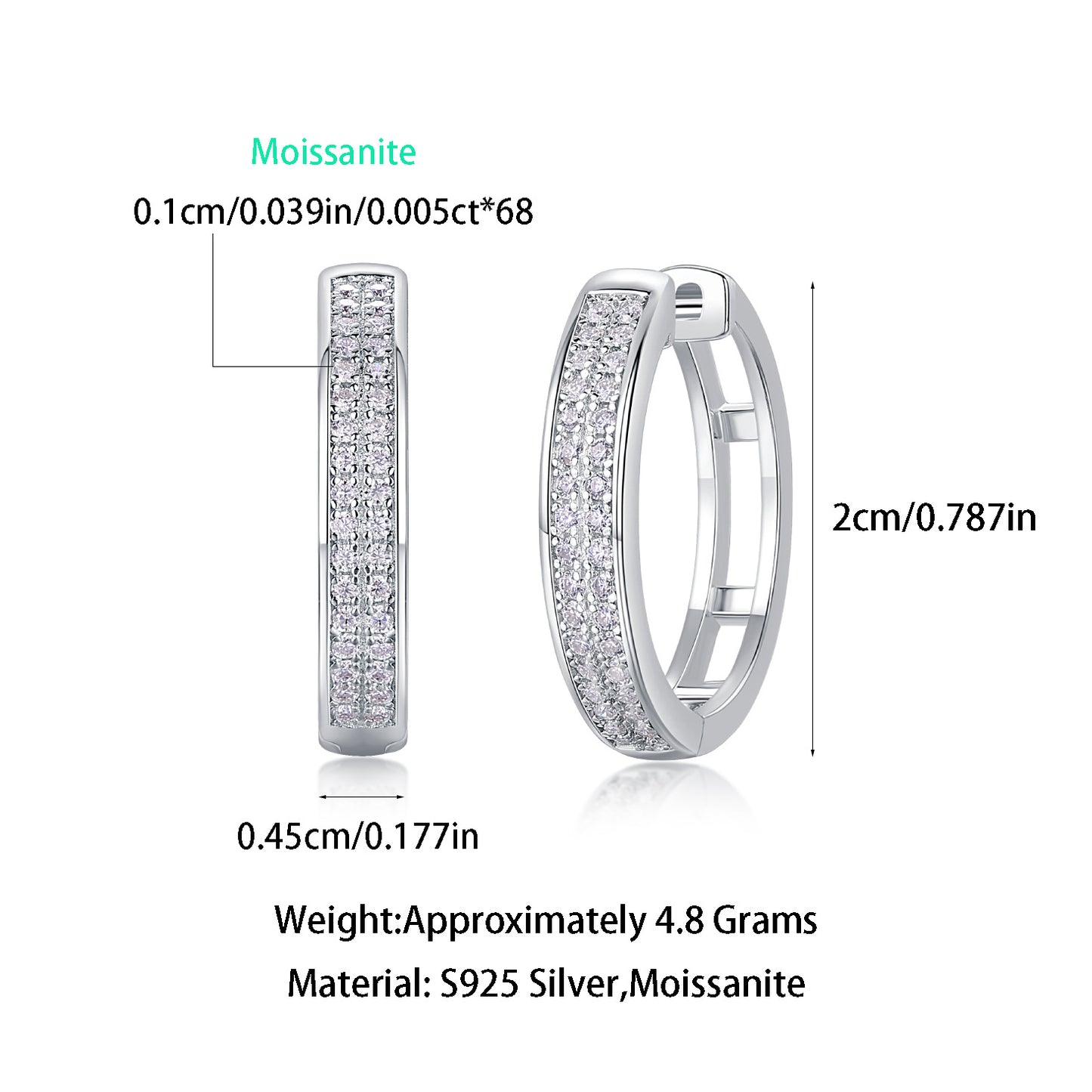 S925 Firefly Light Earrings Moissanite Hoop Earrings