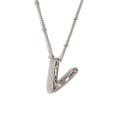 Letter Necklace Balloon Initial Necklaces for Women Girls Dainty Alphabet Pendant   Puffy Name Personalized Jewelry Gift Fashion Personality Jewelry For Girls Plated Gold Bubble Letter Necklace