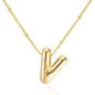 Letter Necklace Balloon Initial Necklaces for Women Girls Dainty Alphabet Pendant   Puffy Name Personalized Jewelry Gift Fashion Personality Jewelry For Girls Plated Gold Bubble Letter Necklace