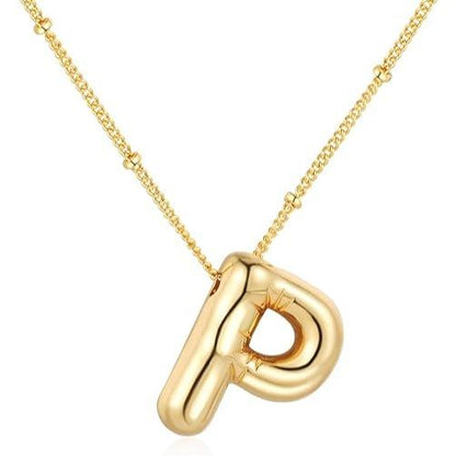 Letter Necklace Balloon Initial Necklaces for Women Girls Dainty Alphabet Pendant   Puffy Name Personalized Jewelry Gift Fashion Personality Jewelry For Girls Plated Gold Bubble Letter Necklace