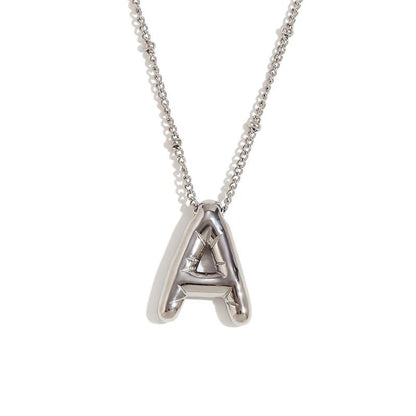 Letter Necklace Balloon Initial Necklaces for Women Girls Dainty Alphabet Pendant   Puffy Name Personalized Jewelry Gift Fashion Personality Jewelry For Girls Plated Gold Bubble Letter Necklace