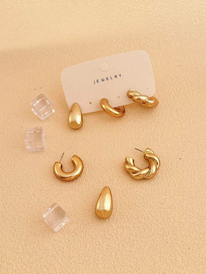 Women's Elegant Geometric & Twist Design Hoop Earrings, Exquisite Trendy Hoop Earrings, Fashionable Jewelry for Women for Daily & Party Decoration
