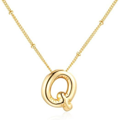 Letter Necklace Balloon Initial Necklaces for Women Girls Dainty Alphabet Pendant   Puffy Name Personalized Jewelry Gift Fashion Personality Jewelry For Girls Plated Gold Bubble Letter Necklace