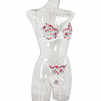 New Arrival - Sexy Sheer Women's Lingerie Set with Flower Embroidery, Elastic Design, Perfect for Romance