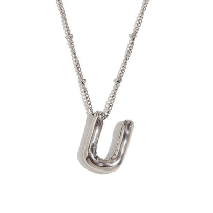 Letter Necklace Balloon Initial Necklaces for Women Girls Dainty Alphabet Pendant   Puffy Name Personalized Jewelry Gift Fashion Personality Jewelry For Girls Plated Gold Bubble Letter Necklace