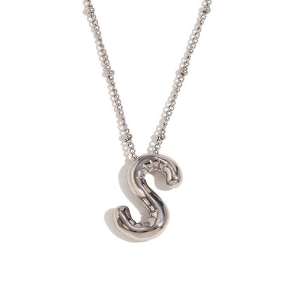 Letter Necklace Balloon Initial Necklaces for Women Girls Dainty Alphabet Pendant   Puffy Name Personalized Jewelry Gift Fashion Personality Jewelry For Girls Plated Gold Bubble Letter Necklace