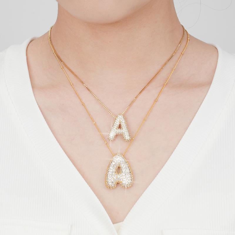 2 Pack Initial Necklace for Women & Girls, 14K Gold Plated Balloon Letter Pendant Necklace, Christmas Jewelry Gifts for Women Girls