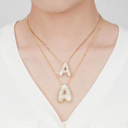 2 Pack Initial Necklace for Women & Girls, 14K Gold Plated Balloon Letter Pendant Necklace, Christmas Jewelry Gifts for Women Girls