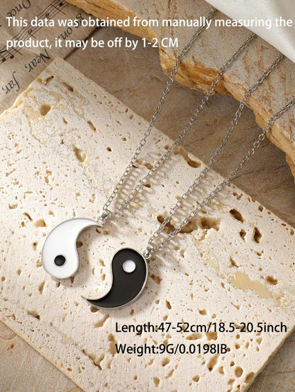 Yinyang Design Pendant Necklace for Couple, 2pcs 2024 New Dainty Jewelry for Daily Clothing Decor, Party, Chic All-match Jewelry As Gift for Girlfriend & Boyfriend