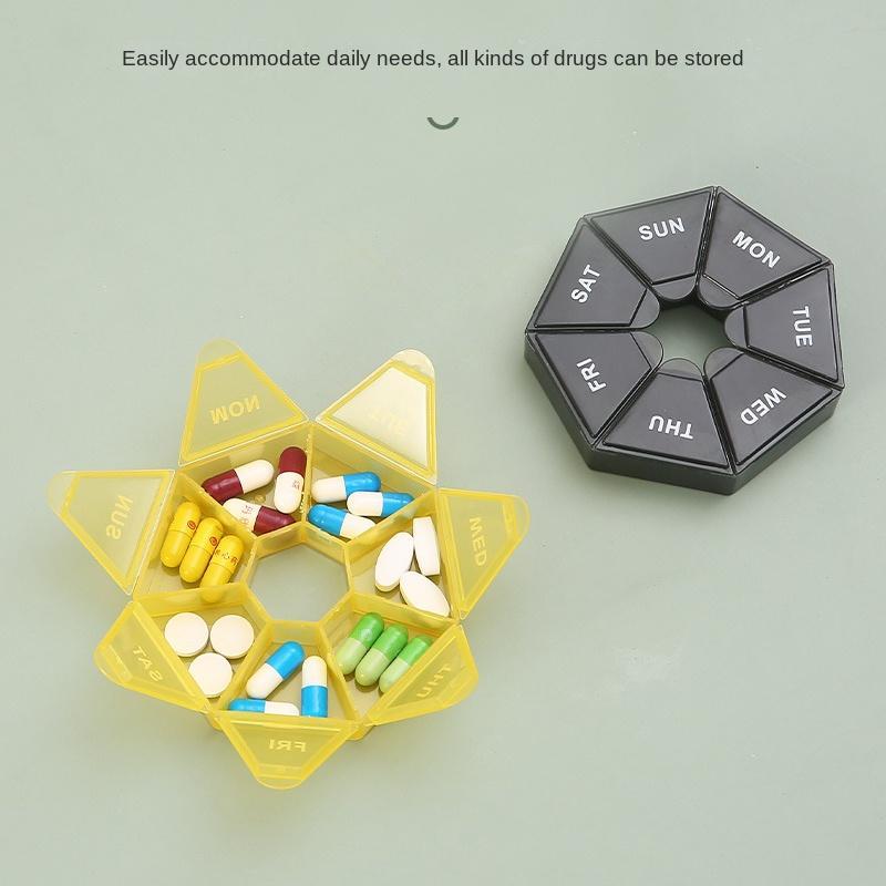 7-compartment Pill Box, 1 Count Random Color Mini Portable Pill Container, One-week Pill Box for Travel, Medicine Organizer, Travel Accessories