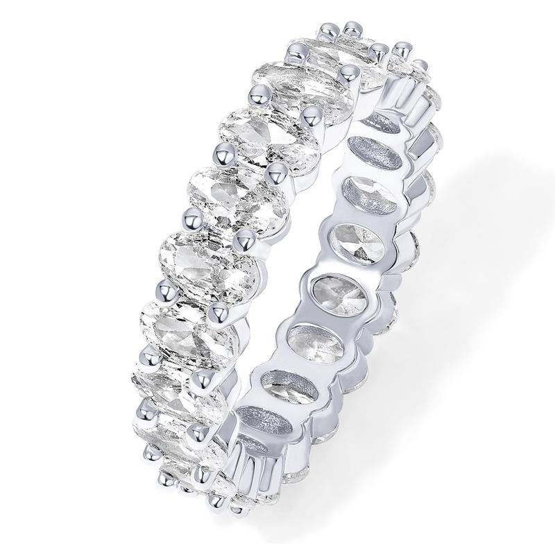 14K Gold Plated Rings Oval Cubic Zirconia Love Ring | Eternity Ring | 5mm Stackable Rings for Women | Gold Rings for Women