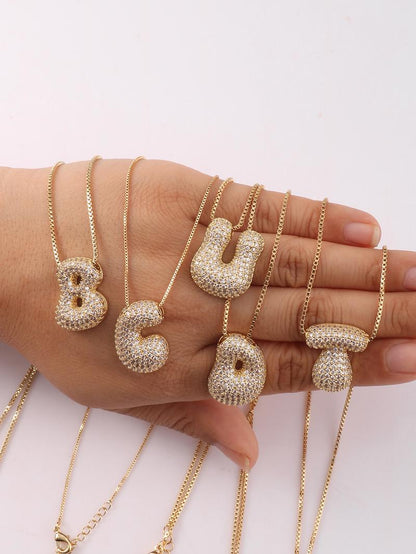 2 Pack Initial Necklace for Women & Girls, 14K Gold Plated Balloon Letter Pendant Necklace, Christmas Jewelry Gifts for Women Girls