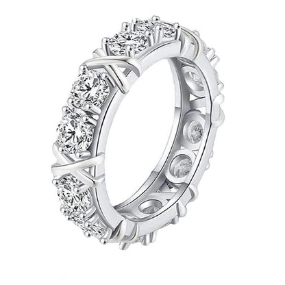 3 Colors Moissanite Synthetic Ring Eternity Band  X Cross Colorful Ring 18K Gold Plated Hypoallergenic D Color VVS1 Clarity Environmental Black Friday 2024 Deals for Christmas Men Women Birthday Gift Hiphop Engagement  Wedding Environmental R026 A0 T0