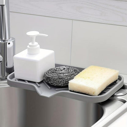 Silicone Sponge Holder, 1 Count  Sink Organizer Caddy, Drain Storage Tray for Dish Sponge, Sink Drain Mat for Home Kitchen Bathroom Countertop, Kitchen Accessories, Bathroom Accessories, Fall Decor