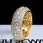 9/13MM Moissanite Synthetic 2 Colors Iced Out Five-Row Ring Hypoallergenic VVS1 Clarity Hiphop 18K Gold Plated Band  Black Friday 2024 Deals for Christmas Rapper Party Anniversary Men Women Birthday Gift Engagement Wedding Environmental R0 G0 A034 T0 MZ