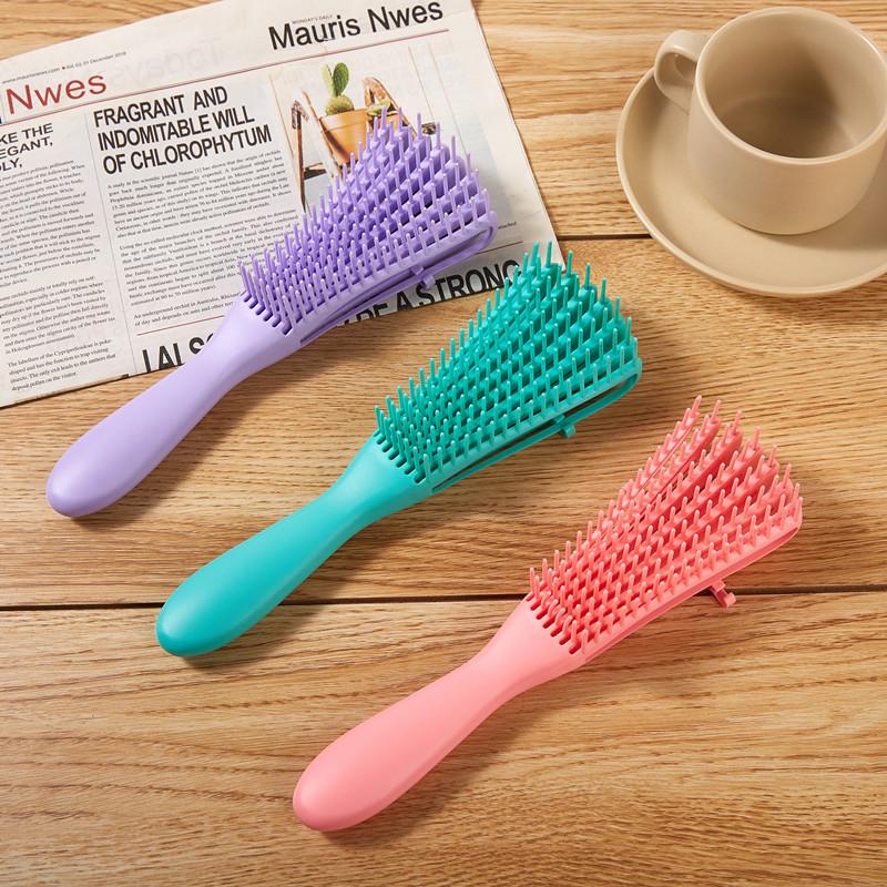 Eight-Claw Comb Hair Massage Straight Comb Shampoo and Smooth Hair Eight-Claw Vent Comb Tied-up Hair Modeling Big Curved Comb Haircare Heatless