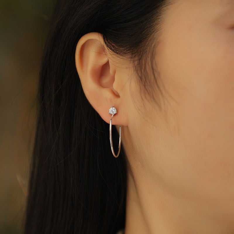 S925 Silver Graceful Afternoon Hoop Earrings with Moissanite New Style Earrings