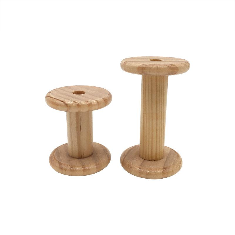 Solid Wood Spool Wooden Decoration DIY Handmade Spool Vintage Wood Spool Wooden Crafts