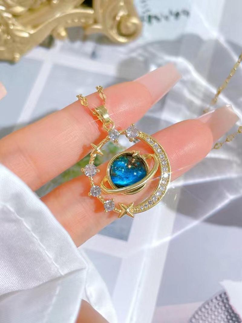Elegant Moon & Planet Design Pendant Necklace for Women, Stainless Steel Jewelry for Daily Wear for Party, Daily Clothing Decor, Trendy All-match Jewelry for Birthday Gift