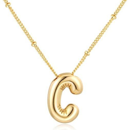 Letter Necklace Balloon Initial Necklaces for Women Girls Dainty Alphabet Pendant   Puffy Name Personalized Jewelry Gift Fashion Personality Jewelry For Girls Plated Gold Bubble Letter Necklace